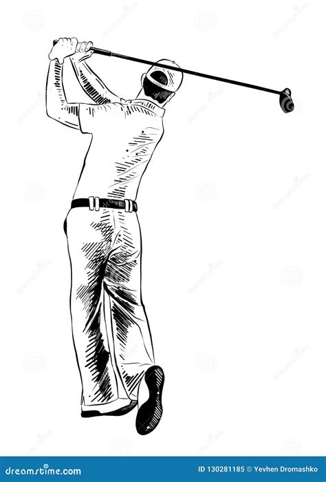 Croquis Tir Par La Main Du Golfeur Dans Le Noir D Isolement Sur Le