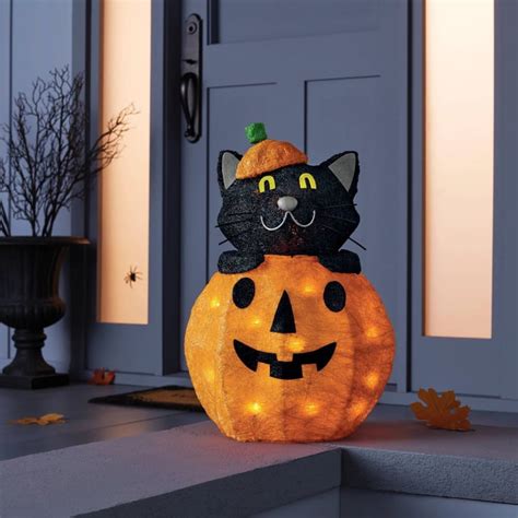 Incandescent Light Up Cat In Pumpkin Best Halloween Decor For Cat