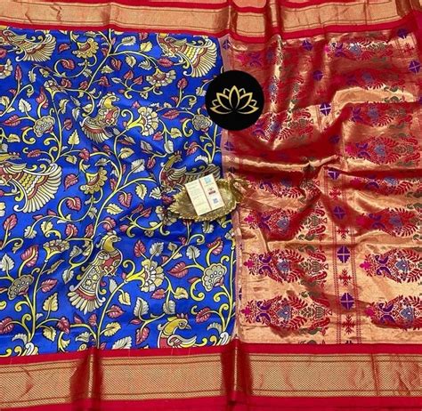 Aesthetic Pen Kalamkari Digital Prints Pure Handloom Gadwal Pattu