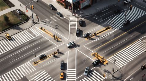 車が行き交う交差点を上空から見た図 交差点の写真 交差点 道背景壁紙画像素材無料ダウンロード Pngtree