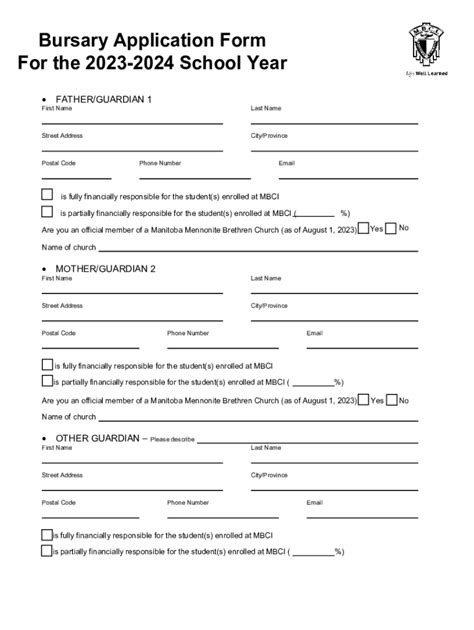 Fillable Online Bursary Application Form For The 2023 2024 School Year