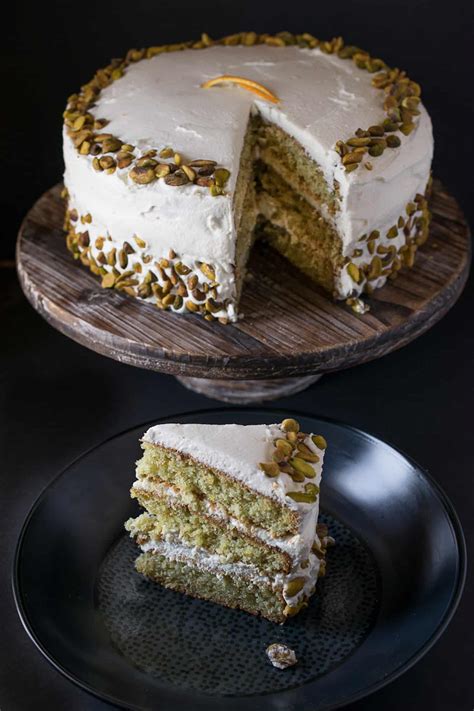 Pistachio Layer Cake With Orange Cream Frosting