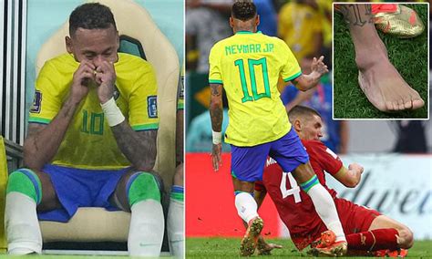 Distraught Forward Neymar Is Seen With His Head In His Hands After