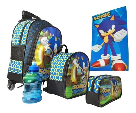 Kit Mochila Sonic Rodinhas Infantil Lancheira E Estojo Parcelamento