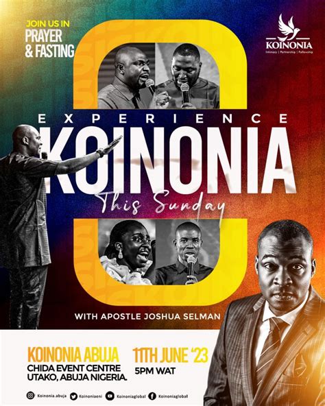 Watch Koinonia Miracle Service Abuja With Apostle Joshua Selman Live