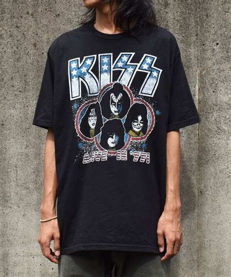 【ヴィンテージ古着】kiss キス Alive In 77 プリント ロック バンドtシャツ（tシャツカットソー）｜vintage