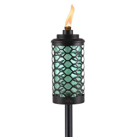 Tiki Convertible 65 In Tiki Torch Glass Honeycomb Blue 1120112 The Home Depot