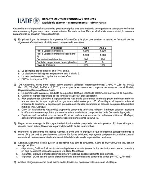 Macroeconomia Primer Parcial DEPARTAMENTO DE ECONOMIA Y FINANZAS