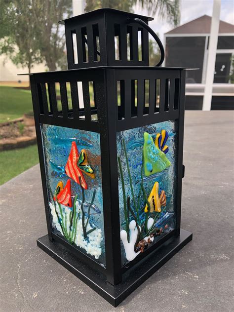 Designed By Annie Dotzauer This Fused Glass Lantern Is About 10 High There Are Four Differen