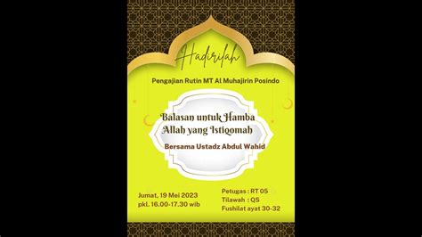 Balasa Bagi Hamba Alloh Yang Istiqomah Oleh Ust Abdul Wahid M Si Youtube