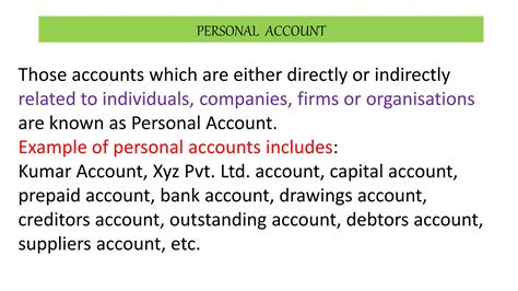 Classification Of Accounts Personal Account Real Account