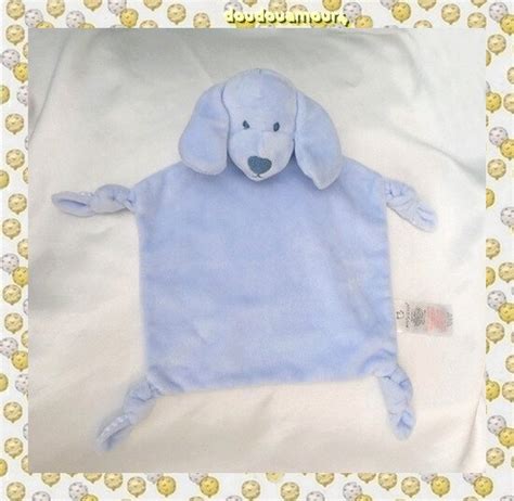 Doudou Peluche Plat Chien Bleu Dos Tissu Rayures Early Days Primark