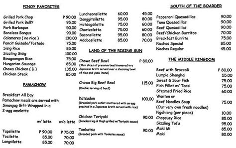 Menu At Chowabungga Restaurant Cebu City Gf I1 Building