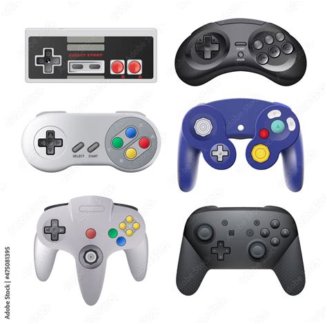 Set Of Gamepads For Play Consoles And Pc Video Games Such As Nintendo