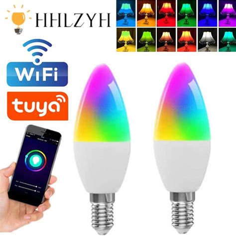 Hlzyh เทยน E14 Wi Fi หลอดไฟ RGB LED 1ชน AC 85 265V หลอดไฟแบบหรได