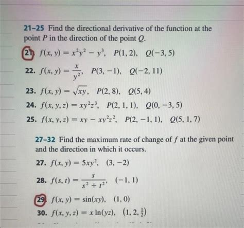 Solved 21 25 Find The Directional Derivative Of The Function