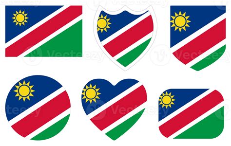 Namibia Flag Design Shape Set Flag Of Namibia Design Shape Set