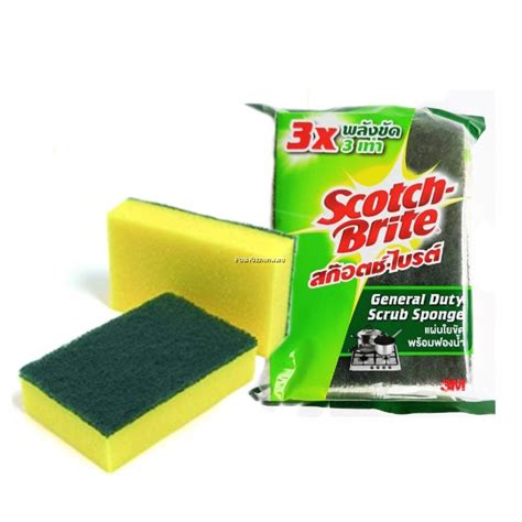 4pcs Scotch Brite 3m General Duty Scrub Sponge Scouring Pad Span Basuh