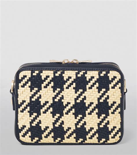 Womens Aspinal Of London Navy Leather Woven Camera Bag Harrods UK