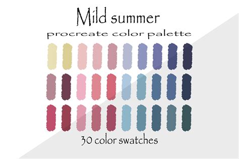 Mild Summer Procreate Color Palette Procreate Swatches Inspire Uplift