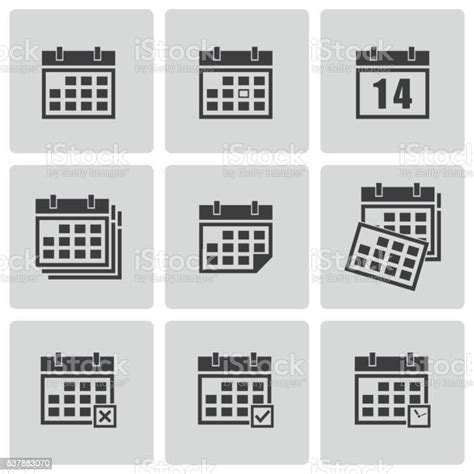 Vector Black Calendar Icons Set Stock Illustration Download Image Now