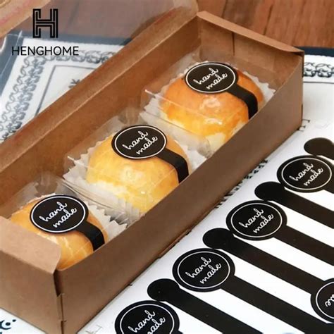 100Pcs Adhesive Long Style HAND MADE Black Pudding Sticker Handmade