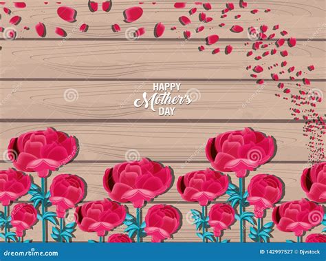 Happy Mother Day Card With Flowers Stock Illustration Illustration Of Invitation Bouquet