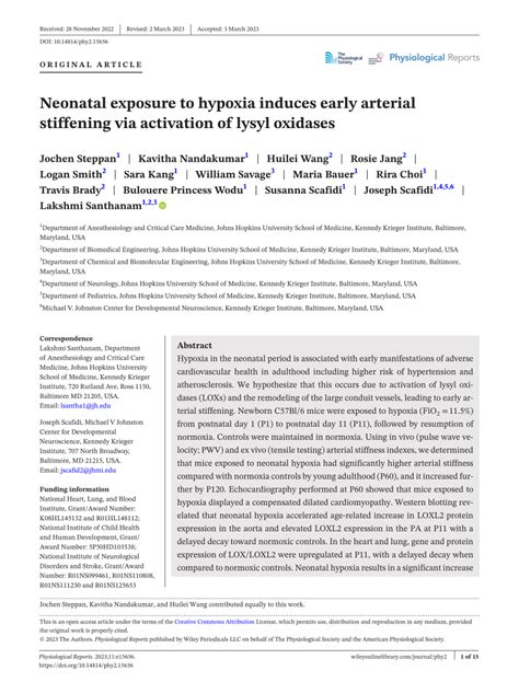 PDF Neonatal Exposure To Hypoxia Induces Early Arterial Stiffening