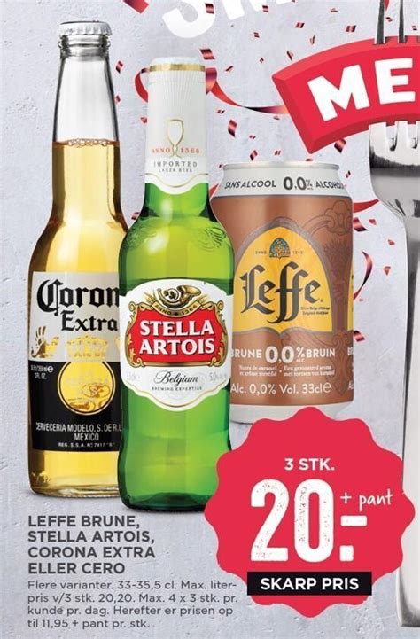 Leffe Brune Stella Artois Corona Extra El Cero Stk Tilbud Hos Meny