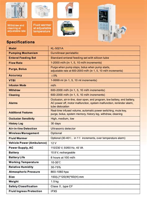 Kellymed Feeding Pump Kl 5021ainfusionsyringe Pumps