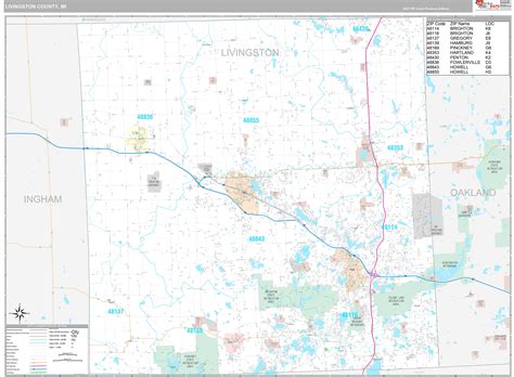 Livingston County Mi Wall Map Premium Style By Marketmaps Mapsales