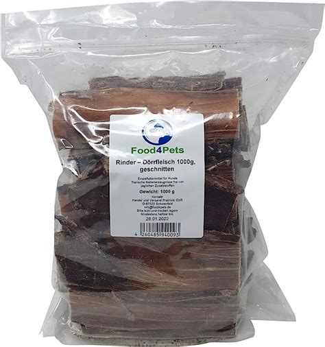 Food4Pets Rinder Dörrfleisch 1kg Hundeleckerli aus 100 Rind