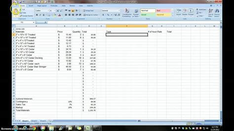 1 Estimating With Excel For The Small Contractor Youtube