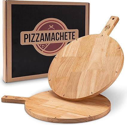 PIZZAMACHETE Pizzateller Holz Pizzabrett Aus Kautschukholz Pizza