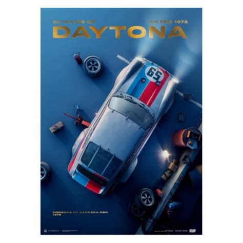 Poster Porsche 911 Carrera Rsr 24h Of Daytona 1973 Miniatures