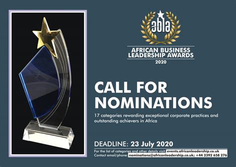 African Leadership Magazine Call For Nominations Into 17 Categories Of