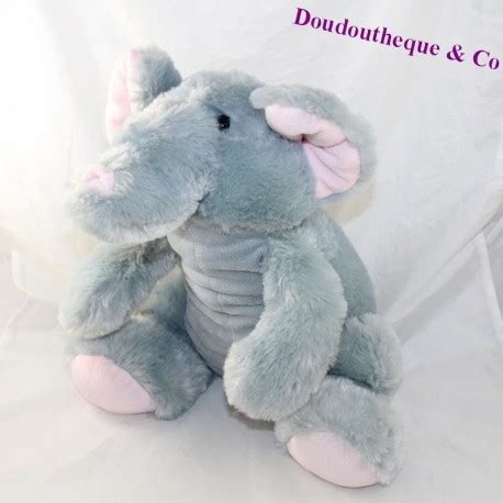 Peluche éléphant MAX SAX gris poils longs 50 cm SOS doudou