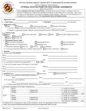 Fillable Online Ora Umd Office Of Research Administration INTERNAL