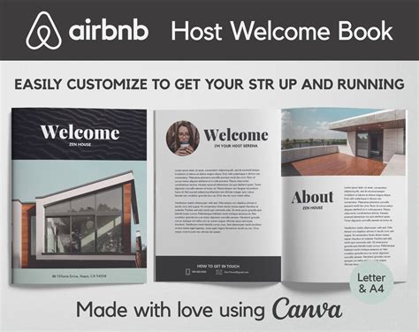 Airbnb Modern Welcome Book Canva Template With Bonus Airbnb Signs Etsy