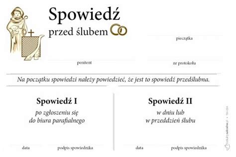 Spowiedź przedślubna karteczki do spowiedzi druki do kancelarii