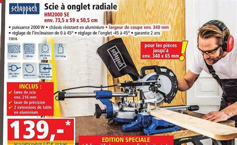 Promo Scie à Onglet Radiale Scheppach chez Norma iCatalogue fr