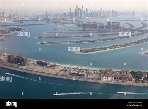 dubai the palm jumeirah palm tree island marina aerial aerial view ...