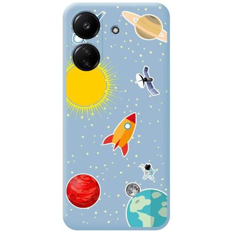 Funda Silicona Líquida Azul Para Xiaomi Poco C65 Diseño Espacio Dibujos