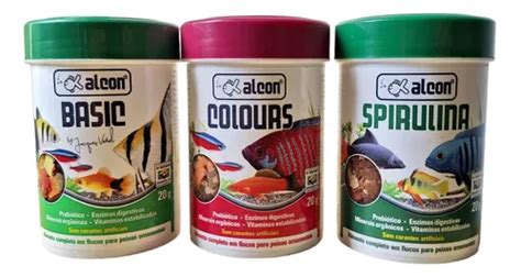 Kit Ração Para Peixe Alcon Basic Colours E Spirulina 20g