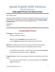 Daily English Phrases Speak English With Vanessa Pdf Speak English