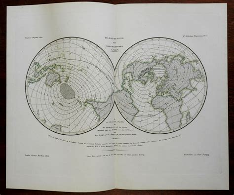 Northern And Southern Hemispheres Isothermal Lines 1851 Berghaus Scientific Map 1851 Map