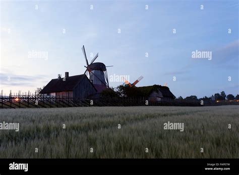 Angla windmills. Saaremaa island Stock Photo - Alamy