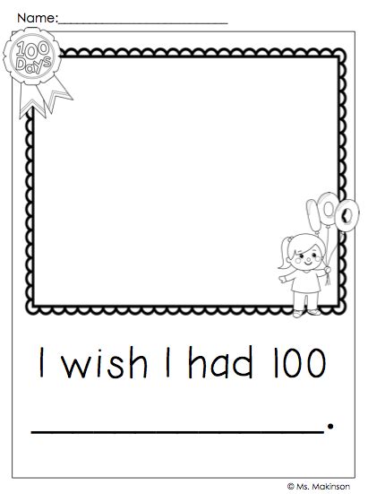 100th Day Of School Writing Prompts Freebie 100 Day Of School