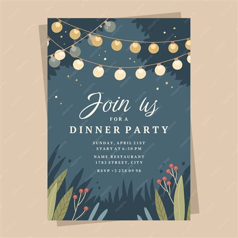 Premium Vector | Flat design dinner party invitation