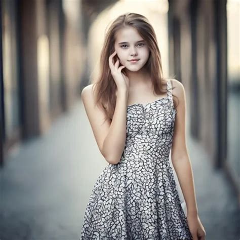 Beautiful Young 18 Year Old Girl Wearing A Chic Dress